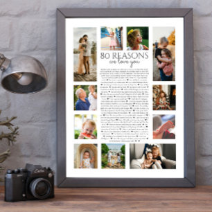 80 Gründe, warum wir dich lieben Fotocollage Poster