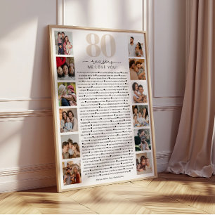 80 Gründe, warum wir dich lieben Geburtstagsgesche Poster