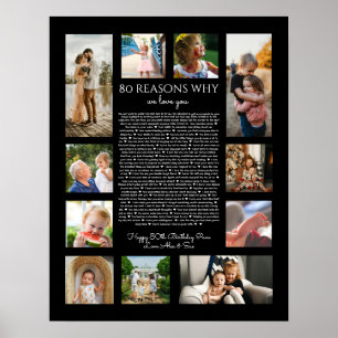 80 Gründe, warum wir Sie in Schwarz und Weiß Liebe Poster