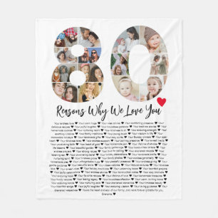 80 Gründe, warum wir Sie zum 80. Geburtstagskollag Fleecedecke