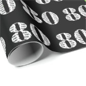 80. Happy Birthday Balloons auf schwarz Geschenkpapier (Rolleneckpunkt)