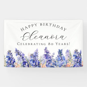 80. Happy Birthday Banner Blue July Birth Blume