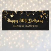 80. Happy Birthday Black Gold Stars oder Ihr Text Banner