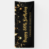 80. Happy Birthday Black Gold Stars oder Ihr Text Banner (Vertikal)