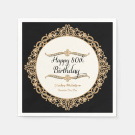 80. Happy Birthday Party Celebration Round Decor Serviette