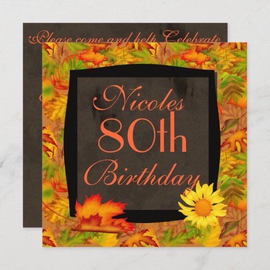 80. HERBSTERINVITATIONEN EINLADUNG (Vorne/Hinten)