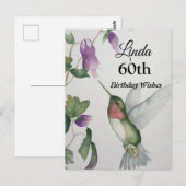 80. Hummingbird Garden Happy Birthday Postcard Postkarte (Vorne/Hinten)