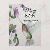 80. Hummingbird Garden Happy Birthday Postcard