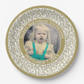 80 Ihr Foto Random Number Pattern Gold/Weiß Pappteller (Vorderseite)