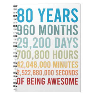 80 Jahre 960 Monate 29200 Tage Phantastisch Notizblock