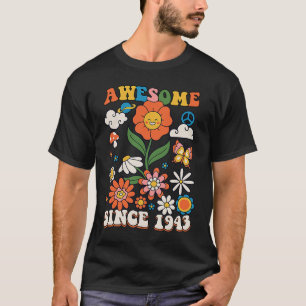 80 Jahre alt Phantastisch seit 1943 Groovy Retro 8 T-Shirt