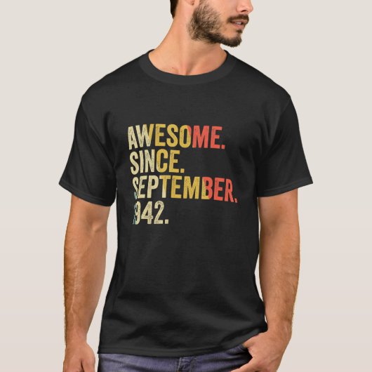 80 Jahre alt Phantastisch seit September 1942 80. T-Shirt (Vorderseite)