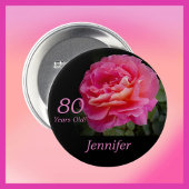80 Jahre alt, rosa Rose Button Button