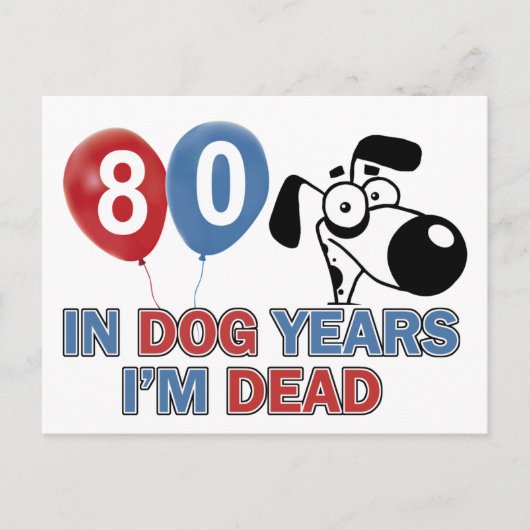 80 Jahre alte Hunde-Designs Postkarte (Vorderseite)