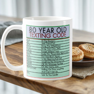 80 Jahre alter Sims Code Funny Birthday Senior Tas Kaffeetasse