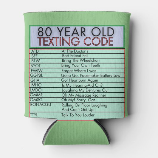 80 Jahre alter Sims Code Funny Birthday Senioren Dosenkühler (Vorderseite)