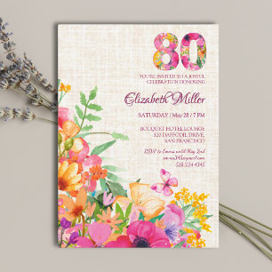 80 Jahre Blume Blumenhandwäsche 80. Geburtstag Einladung