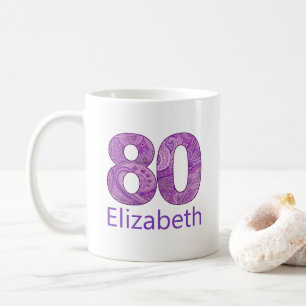 80 Jahre Geschenk lila 80. Geburtstag Brauch Kaffeetasse
