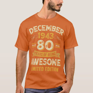 80 Jahre Phantastisch Vintag im Dezember 1943 80.  T-Shirt