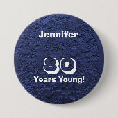 80 Jahre Young Blue Rag Dolls Birthday Button Butt (Vorderseite)