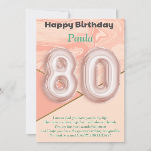 80-jährige Mädchen Happy Birthday Card (Vorderseite)