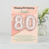 80-jährige Mädchen Happy Birthday Card (Stehend Vorderseite)