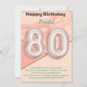 80-jährige Mädchen Happy Birthday Card (Rückseite)
