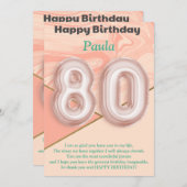 80-jährige Mädchen Happy Birthday Card (Vorne/Hinten)