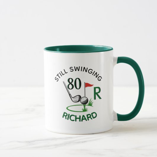 80. (jeder Alter) Geburtstag Männer Monogramm Name Tasse (Rechts)