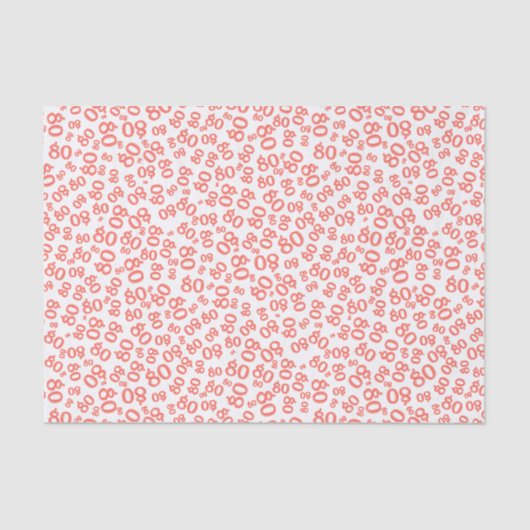 80. Korallen/Weißes Party Random Number Pattern Seidenpapier (Vorderseite)