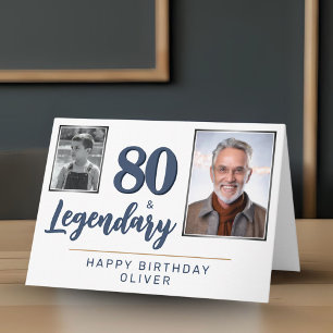 80 & Legendär 2 Fotos 80. Geburtstag Karte