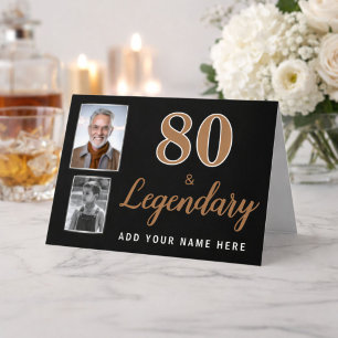 80 & Legendär 2 Fotos 80. Geburtstagskarte Karte
