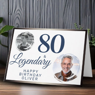 80 & Legendär Metallic 2 Fotos 80. Geburtstag Karte
