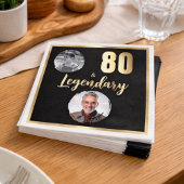 80 & Legendary 2 Fotos 80. Geburtstag Gold Serviette