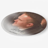 80. Male Birthday Simple Elegant Foto Pappteller (Schrägansicht)