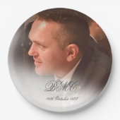 80. Male Birthday Simple Elegant Foto Pappteller (Vorderseite)