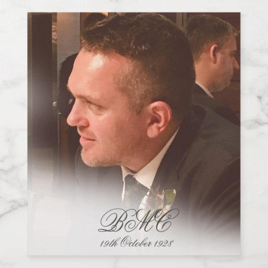 80. Male Birthday Simple Elegant Foto Weinetikett (Einzelnes Label)