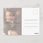 80. Männliche Geburtstag Einfache Elegante Foto Ei Postkarte (Rückseite)