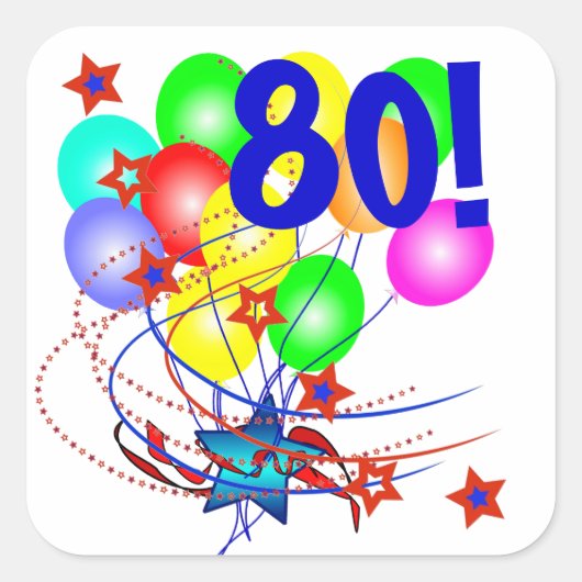 80! oder jedes Alter Geburtstagsballons Aufkleber (Vorderseite)