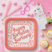 80. Party Random Number Pattern Coral/White Pappteller (Party)