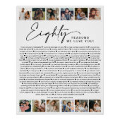 80 Reasons We Love You Birthday Photo Collage Poster (Vorderseite)