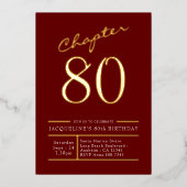 80 Red 80. Geburtstagsparty Gold Folieneinladung (Vorderseite)