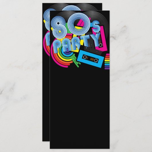 80 Retro-Party Einladung (Vorne/Hinten)