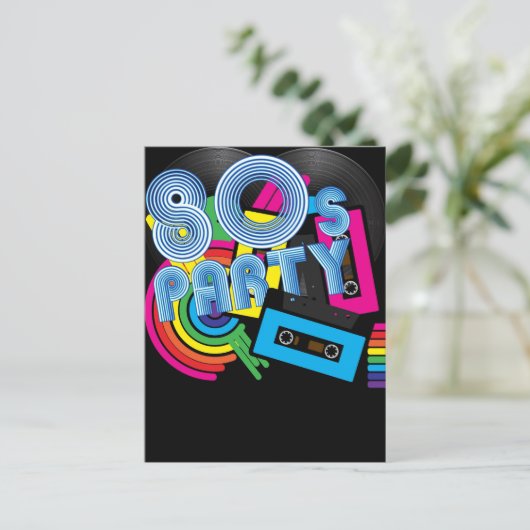 80 Retro-Party Postkarte (Stehend Vorderseite)