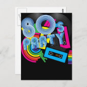 80 Retro-Party Postkarte (Vorne/Hinten)