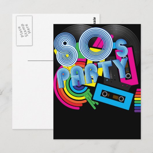 80 Retro-Party Postkarte (Vorne/Hinten)
