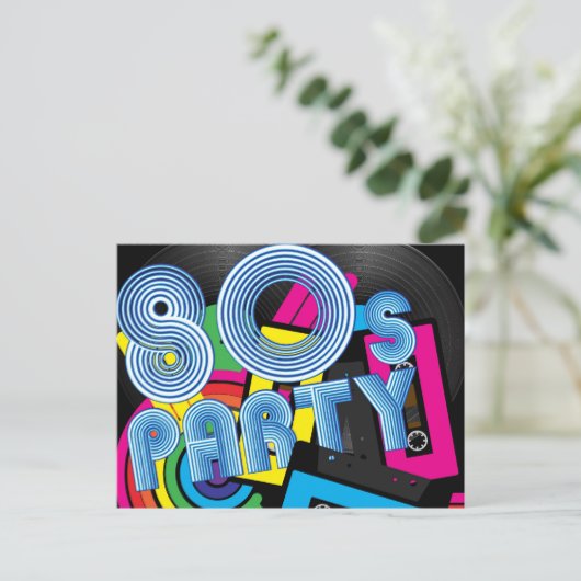 80 Retro-Party Postkarte (Stehend Vorderseite)