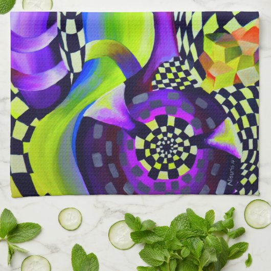 80 s Art Deco Geometrisches Muster Handtuch (Gefaltet)