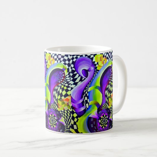 80 s Art Deco Geometrisches Muster Kaffeetasse (VorderseiteRechts)