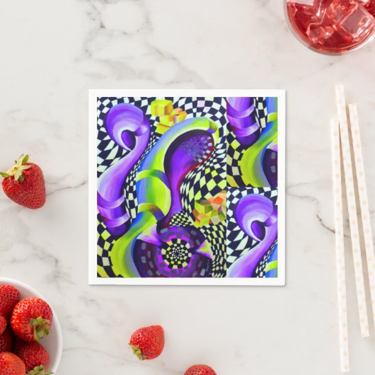 80 s Art Deco Geometrisches Muster Serviette (Beispiel)